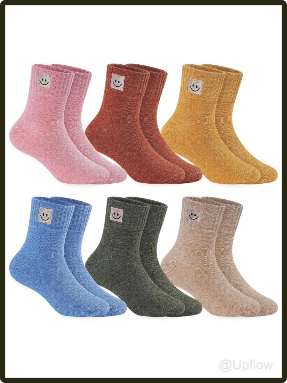 Girls Cotton Ankle Socks 6 Pack Athletic Smiling Face Sensory Friendly